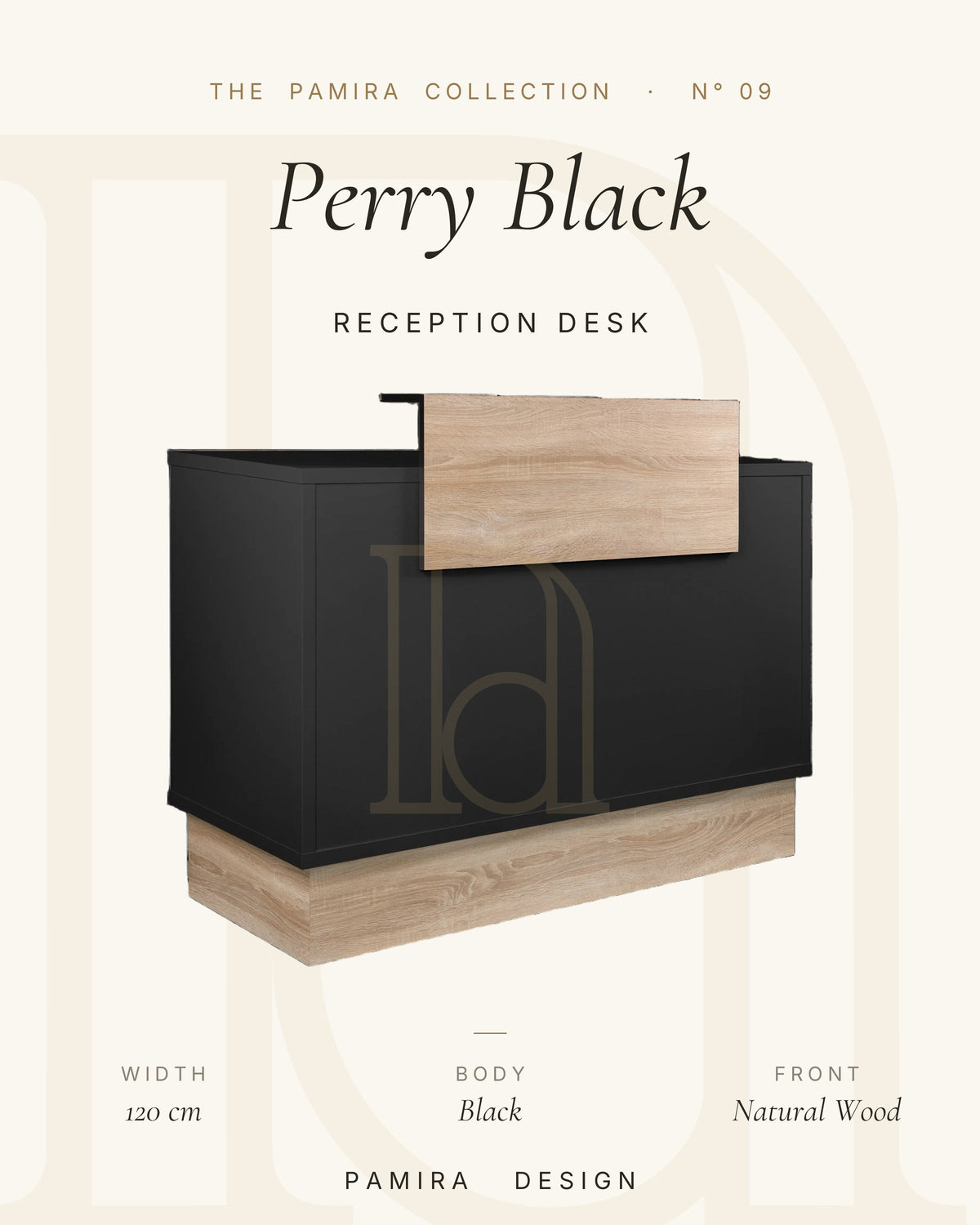 مكتب استقبال Perry أسود وخشب