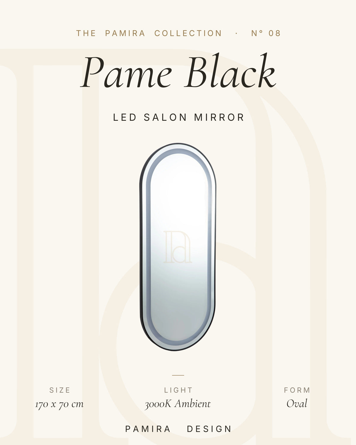 Pame Black LED Salon Mirror