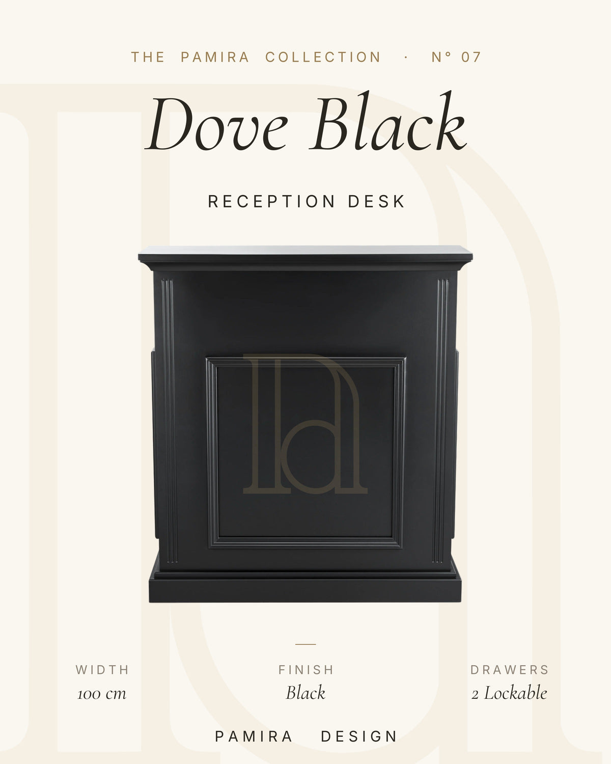 Dove Black Reception Desk