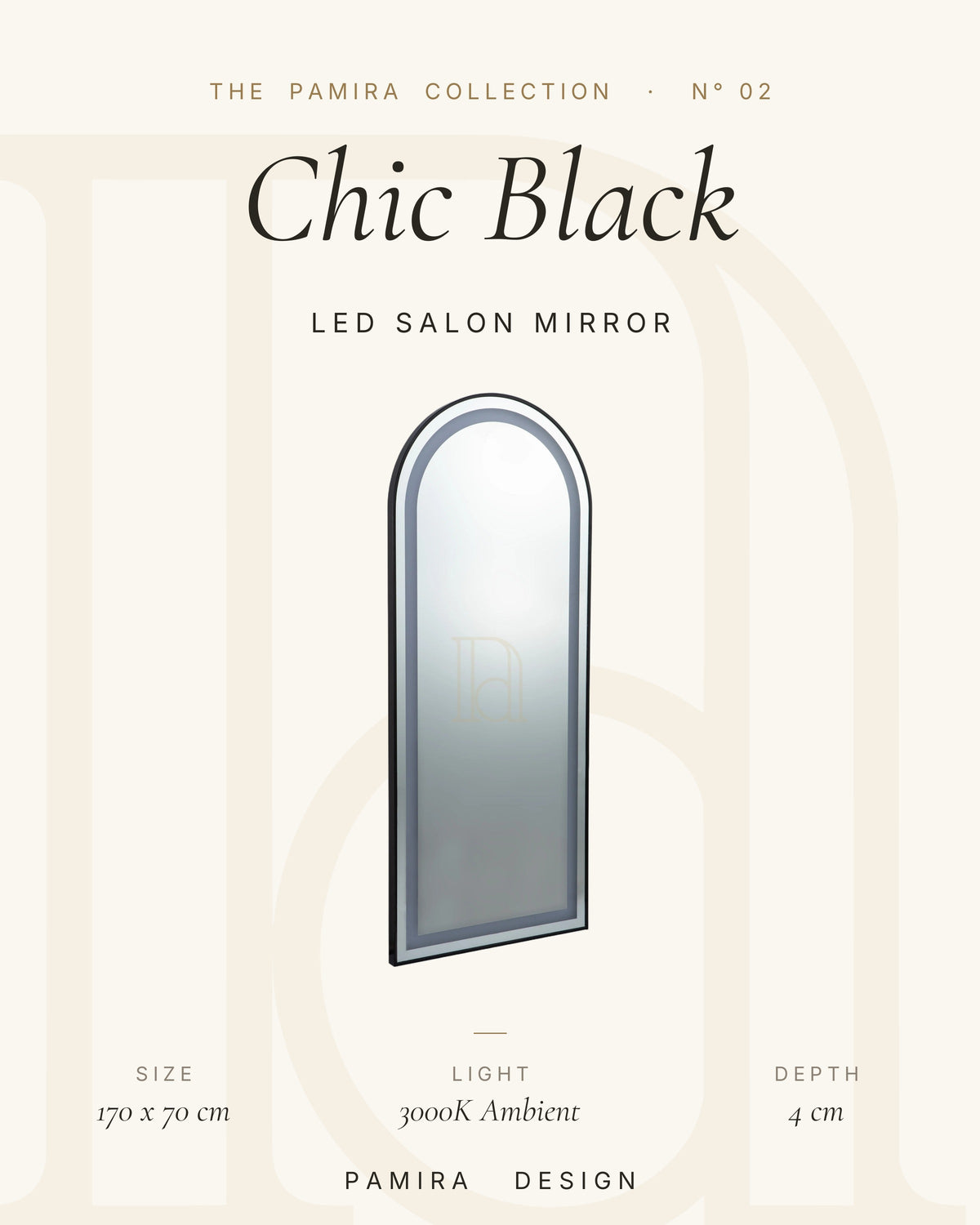 Chic Black LED'li Kuaför Aynası