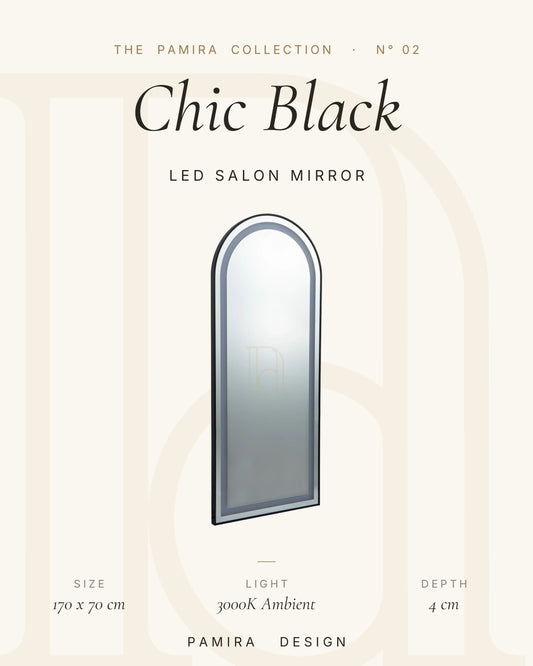 Chic Black LED'li Kuaför Aynası