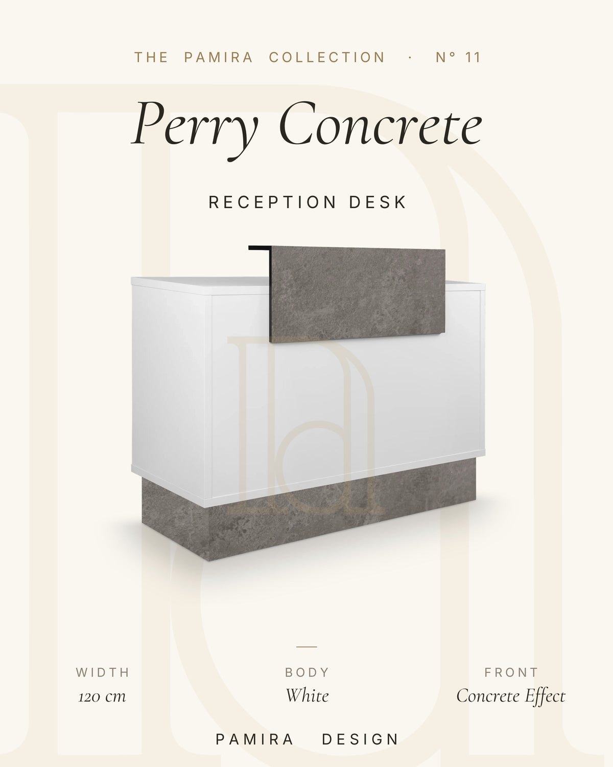 Perry Beyaz Beton Resepsiyon Bankosu