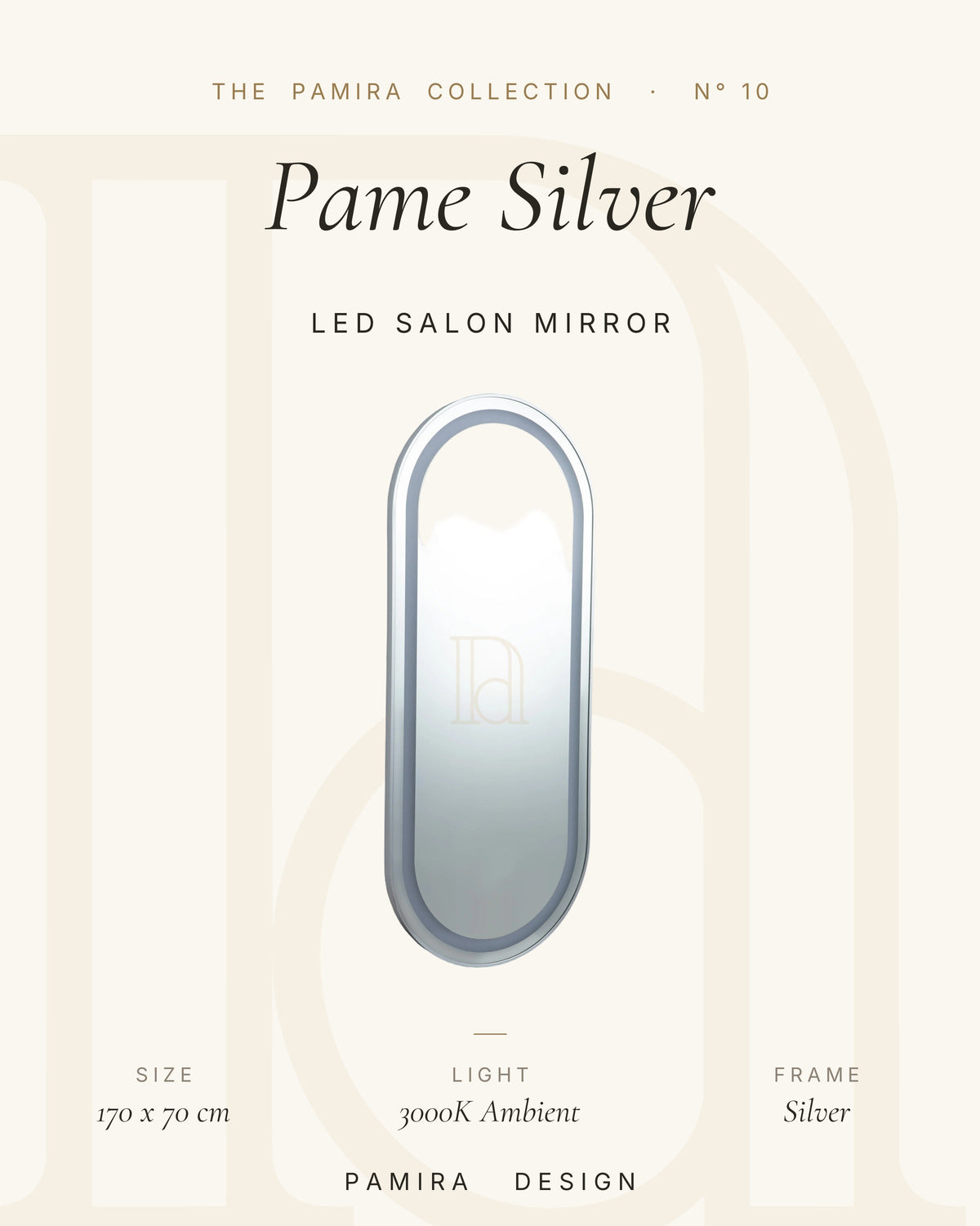Pame Silver зеркало для салона с LED