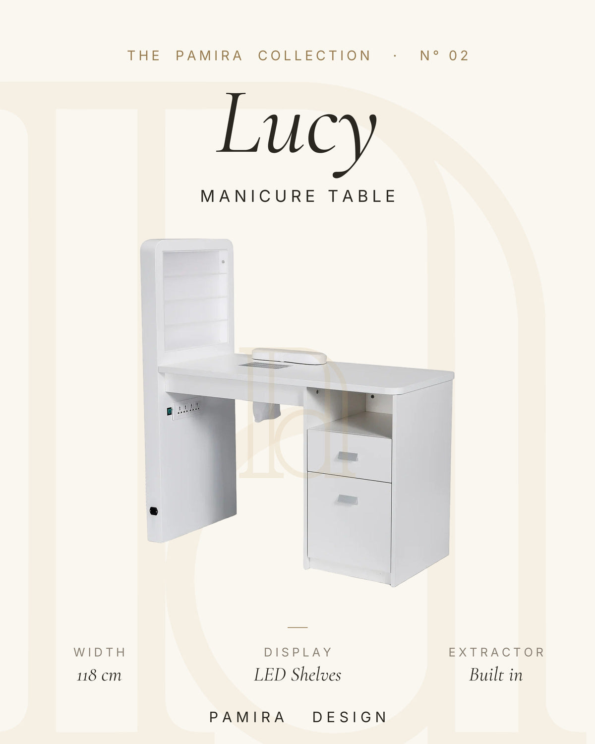 Lucy LED Teşhirli Manikür Masası